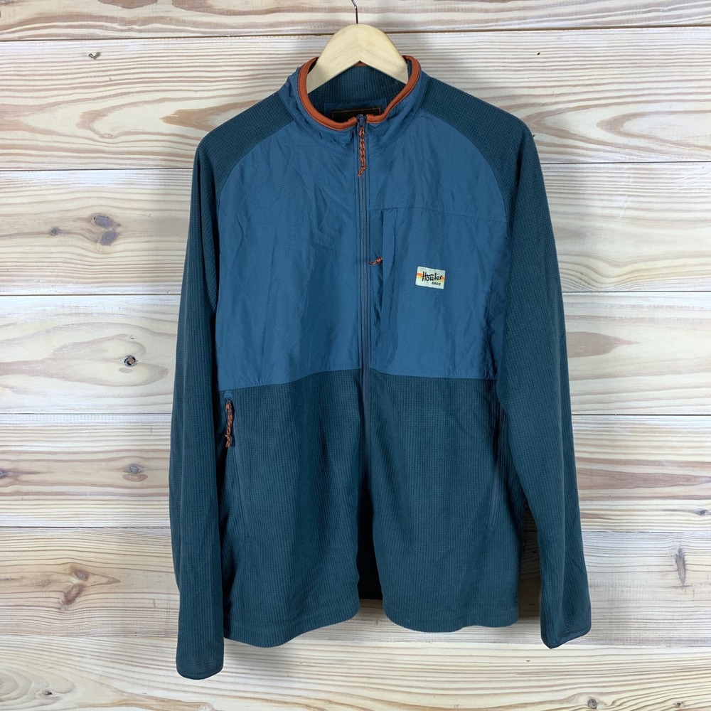 Howler Bros Jacket Mens Large Blue Quilted Waffle Fleece Full Zip Heed The Call